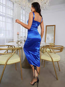 Sapphire Satin Midi Dress